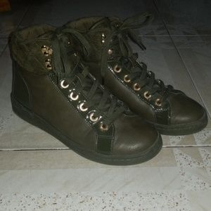 ALDO OLIVE GREEN HIGH TOP SNEAKERS